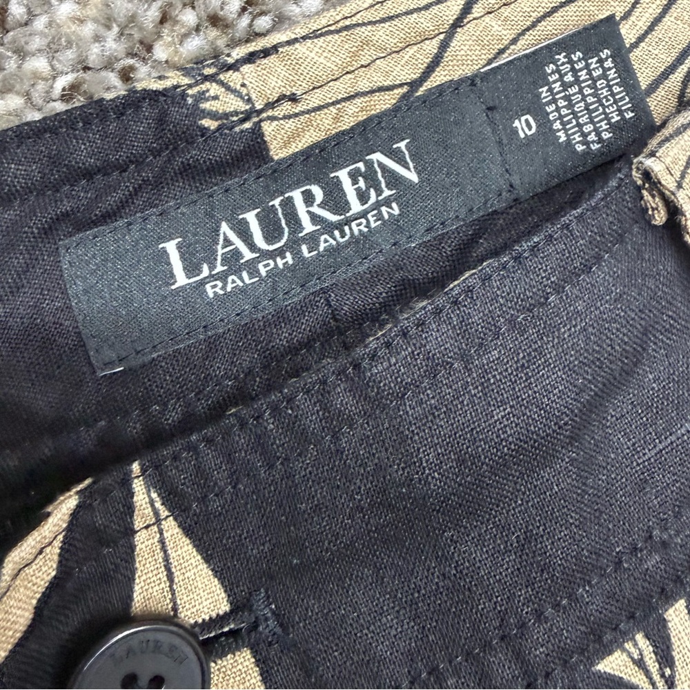 Lauren Ralph Lauren Floral Wide-Leg Linen Pants - Black & Cream - Picture 5 of 8